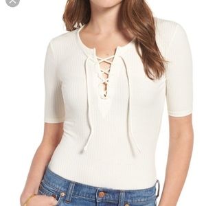 Madewell ribbed lace up bodysuit